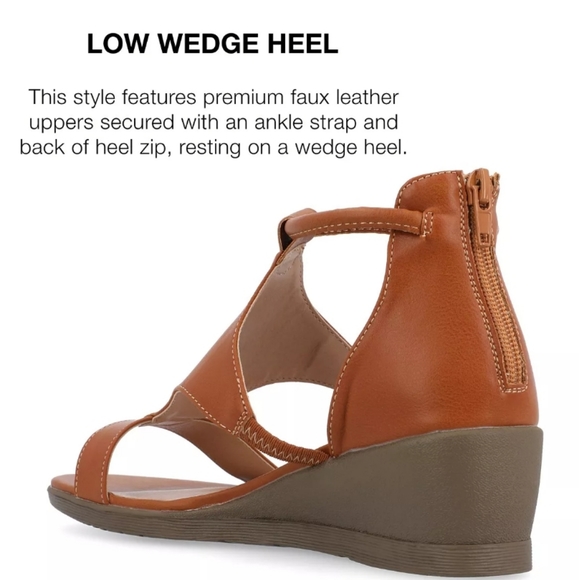 Journee Collection Trayle Wedge Sandal Brown 8.5 - Picture 8 of 12